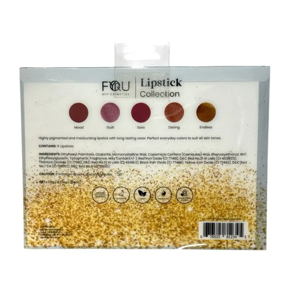 Lipstick Set Ultra Pigmented Vitamin E Enriched BFY Cosmetics 5 shades NEW
